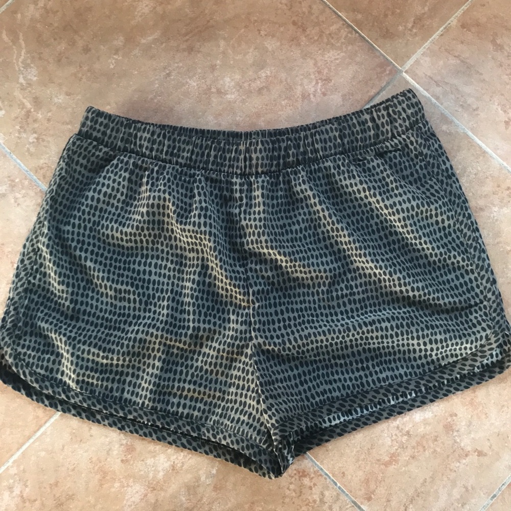 Dark Olive Green Satin Shorts